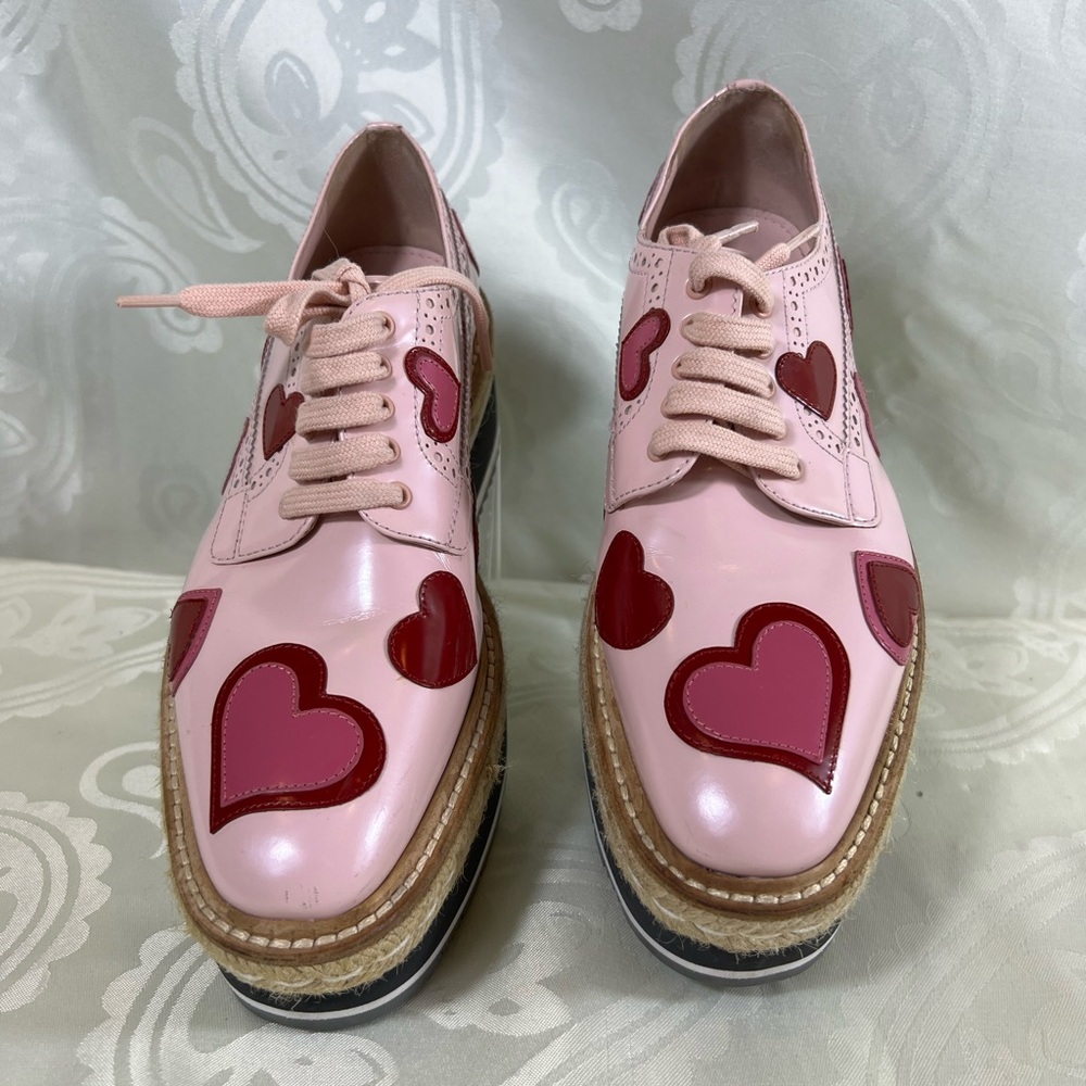 RARE - PRADA Pink Heart Platform Shoes - Picture 2 of 12
